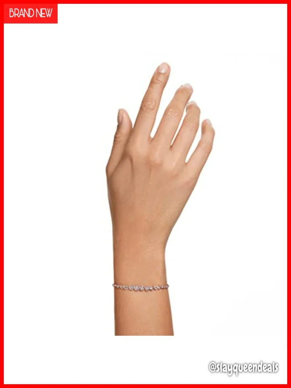 Crystal Link Bracelet - Rose Gold Tone, Sliding Clasp, 9.5 In